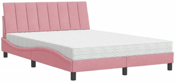 vidaXL Bett mit Matratze "Hanko" Rosa 140x200 cm Samt 3208603