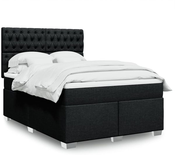 vidaXL Boxspringbett mit Matratze Schwarz 140x200 cm Stoff 3290520