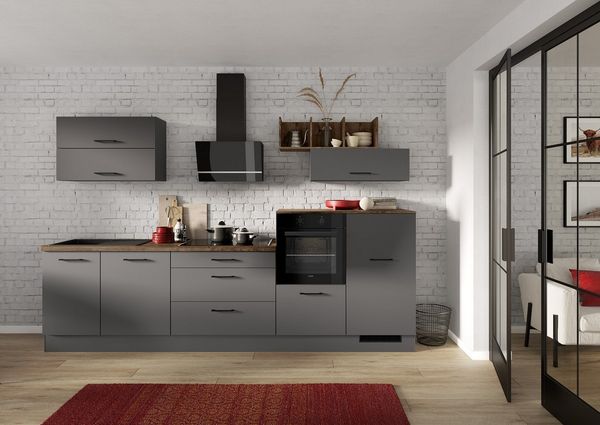 IMPULS KÜCHEN Küchenzeile "New York", Schubkästen mit Soft-Close, wählbare Ausrichtung, Soft-Close-Schubkästen, Breite 320 cm