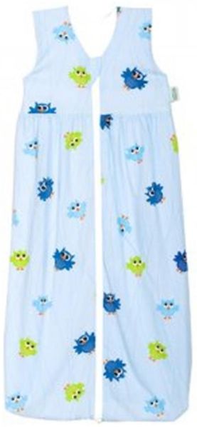 Odenwälder 1279 Anni Jersey Sommer Schlafsack kuschelweich Eule 1504 - Eule hellblau