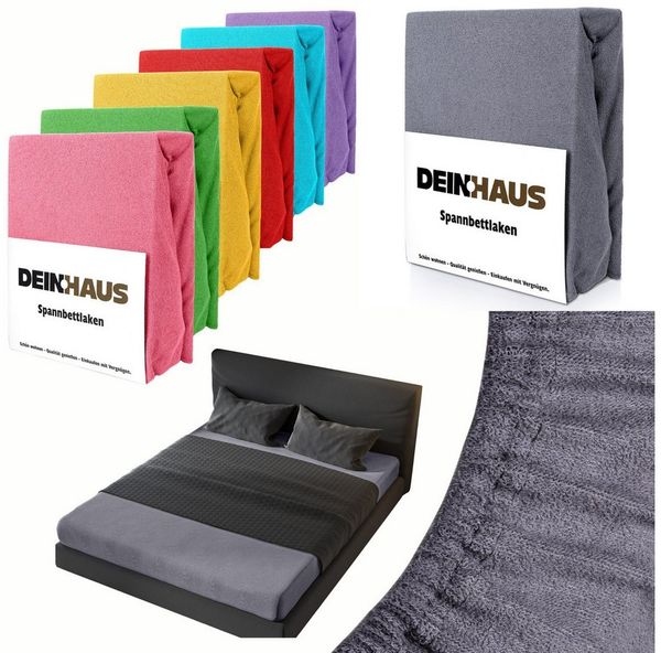 DH DEIN. HAUS Spannbettlaken Frottee SOFT, Baumwolle, Gummizug: rundum, (1 Stück), weich saugfähig atmungsaktiv Rundumgummi formstabil bis 20 cm