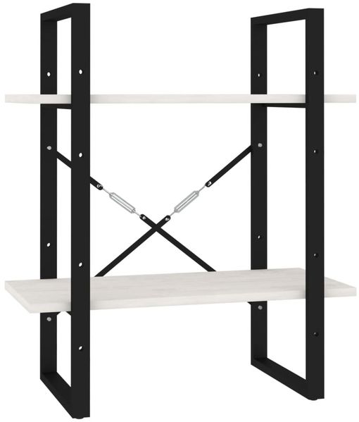 Bücherregal | Standregal 2 Böden Weiß 60x30x70 cm Massivholz Kiefer