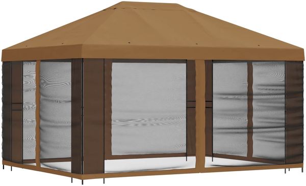 vidaXL Garten Pavillon mit Seitenwänden 4 x 3 m Beige 900385 Bild 3