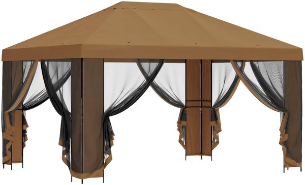vidaXL Garten Pavillon mit Seitenwänden 4 x 3 m Beige 900385 Bild 4
