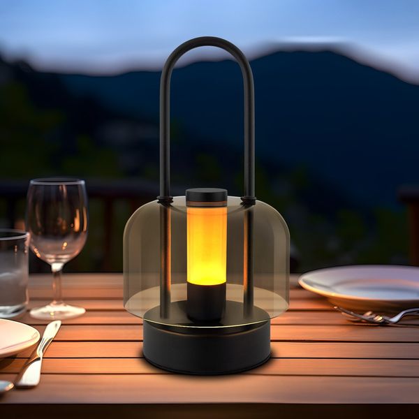 ZMH LED Tischlampe kabellos mit Akku - Höhenverstellbare Nachttischlampe dimmbar (1800K-6500K) mit Speicherfunktion, USB-C Aufladbar, IP20 wasserdicht für Schlafzimmer, Büro, Garten -Schwarz