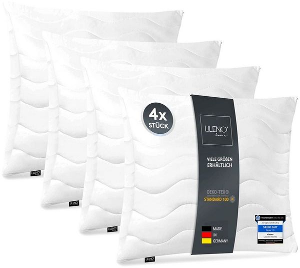 LILENO HOME Kopfkissen - gestepptes Kissen in verschiedenen Größen - Made in Germany, Füllung: 100% Polyester, Rückenschläfer, Seitenschläfer, Bauchschläfer, Set, 4er Set, Kopfkissen 45x45 cm, allergikergeeignet, Bettkissen oder Dekokissen