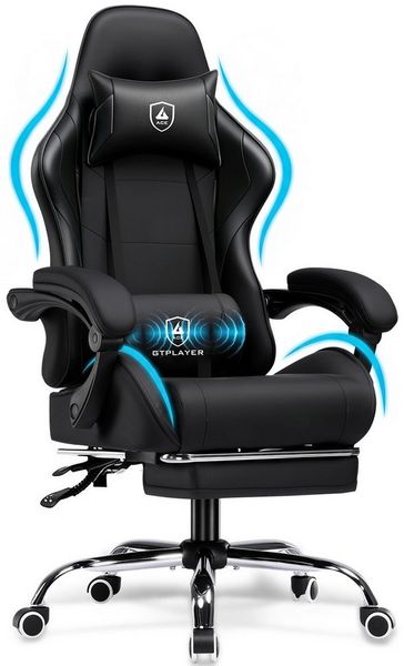 GTPLAYER Gaming-Stuhl Gaming Stuhl Chair Gamer Sessel Ergonomischer Gamer Stuhl, Gepolstert Gamingstuhl 150 Kg, schwarz