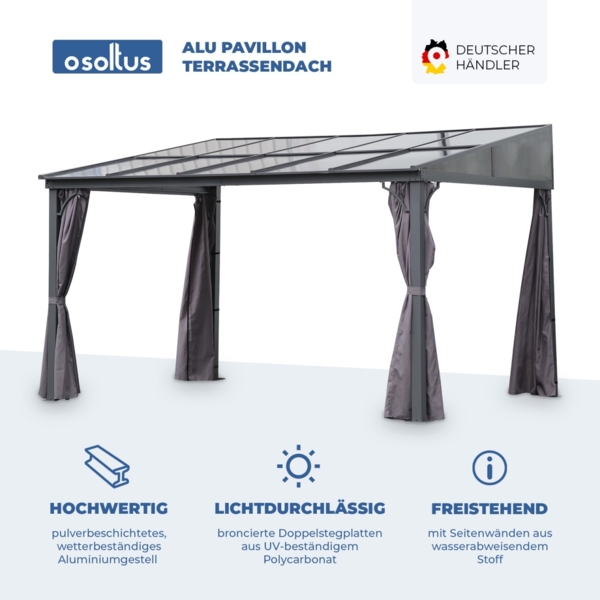 osoltus Alu Pavillon Terrassendach Terrassenüberdachung Toledo Hardtop 3x4m Bild 2