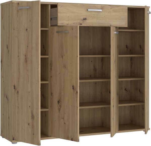 Forte ANTUZA Sideboard 140, modernes Sideboard, 4-türig, 1 Schublade, Holzwerkstoff, Wohn-/Esszimmer, Artisan Eiche Holzdekor, 139,3 cm breit x 120,7 cm hoch x 34,1 cm tief Bild 4