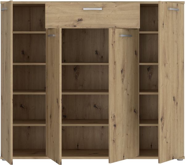 Forte ANTUZA Sideboard 140, modernes Sideboard, 4-türig, 1 Schublade, Holzwerkstoff, Wohn-/Esszimmer, Artisan Eiche Holzdekor, 139,3 cm breit x 120,7 cm hoch x 34,1 cm tief Bild 3