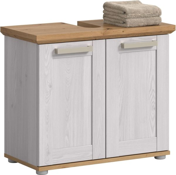 welltime Waschbeckenunterschrank COSENZA, Breite 69cm, 2 Türen, 1 Einlegeboden, mit Siphonausschnitt (1-St, in Landhausoptik, mit weiteren Artikel der Serie kombinierbar) Waschbeckenunterschrank, WBU, Bad, Badezimmer