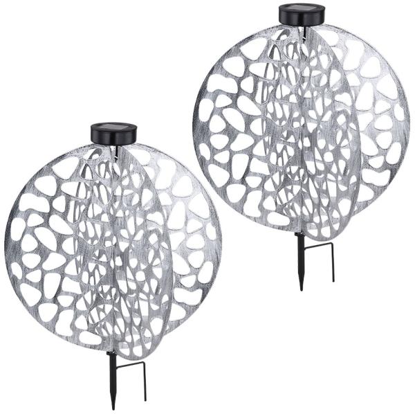 2er Set LED Solarleuchte, Erdspieß, Kugel, H 51 cm