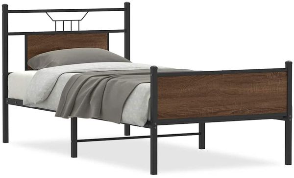 Einzelbettgestell Design für Erwachsene ohne Matratze Braun Eiche 90x190 cm Holzwerkstoff d4191e