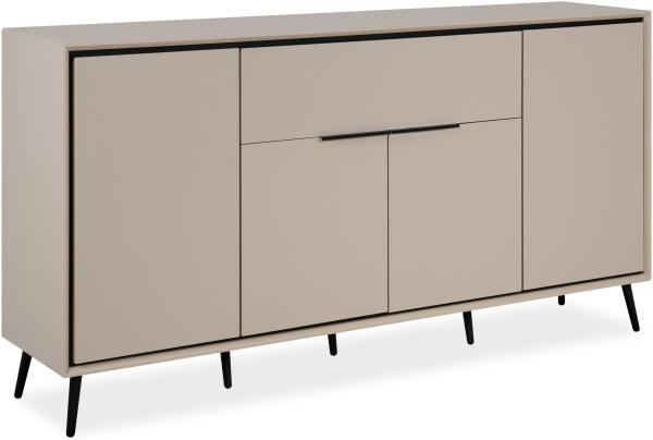 Sideboard >Arona< 4 Türen, 1 Schublade, 6 Böden, in Sand / Schwarz - 175x90x38cm (BxHxT)