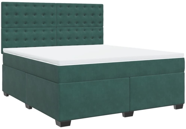 vidaXL Boxspringbett mit Matratze Dunkelgrün 180x200 cm Samt 3290993