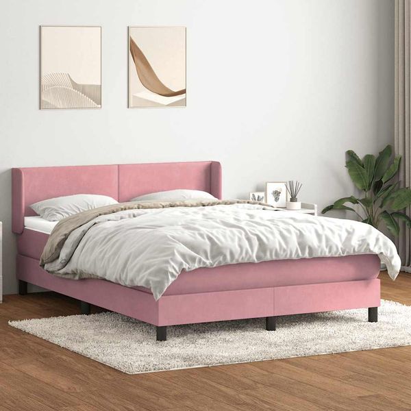 vidaXL Boxspringbett mit Matratze Rosa 140x210 cm Samt 3317948