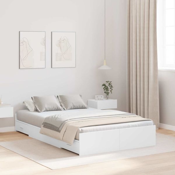vidaXL Aufbewahrungsbettgestell Weiß 120 x 190 cm Holzwerkstoff 3335325