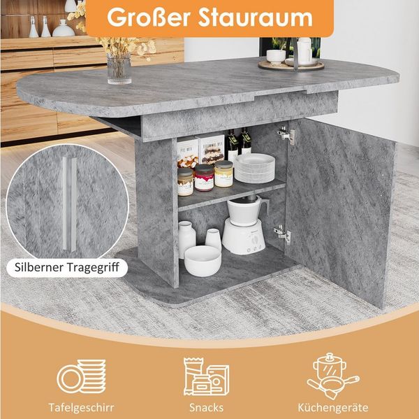 IDEASY Esstisch Ausziehbarer ovaler Esstisch, L110/130*W70*H75cm,Esstisch mit Stauraum (1-St)