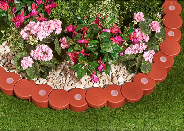 LED Solar Beetbegrenzung Palisade 2,05m Rasenkante Beetumrandung Gartendeko