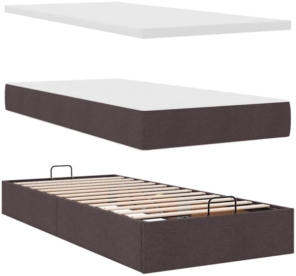 vidaXL Ottoman-Bett mit Matratze Dunkelbraun 100x200 cm Stoff 3311438 Bild 7