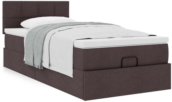 vidaXL Ottoman-Bett mit Matratze Dunkelbraun 100x200 cm Stoff 3311438 Bild 3