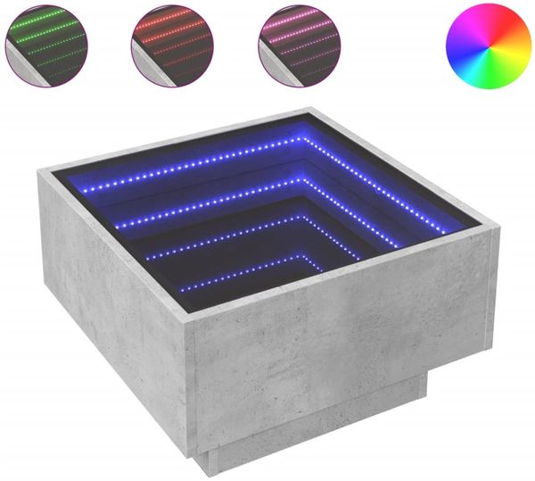 LED-Couchtisch, Sofatisch Betongrau 50x50x30 cm Holzwerkstoff