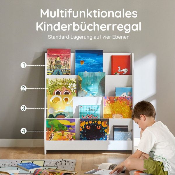 SoBuy Bücherregal DE-KMB32, Kinder Bücherregal Kinderregal, mit 4 Ablagefächern, Kinderzimmer