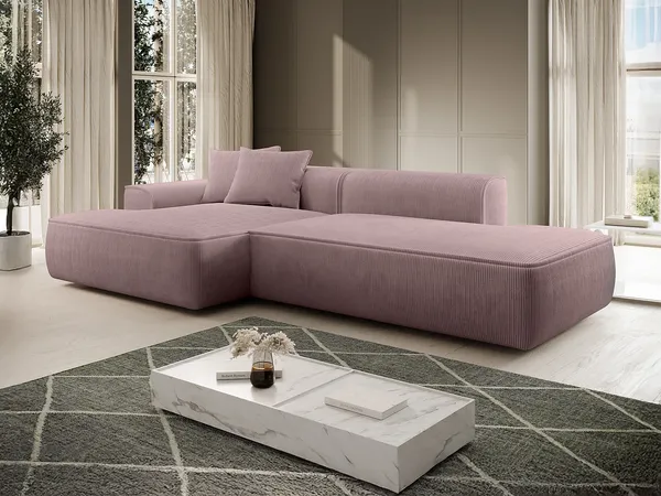 Vente-unique - ERYNEL Sofa SamtStoff Violett - B 156 cm x H 70 cm x L 305 cm