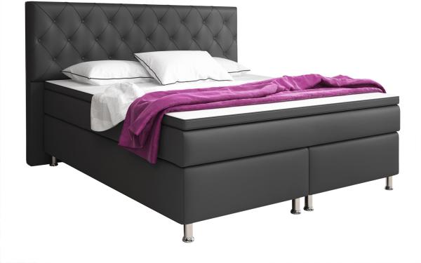 Boxspringbett Turin 180x200 cm Kunstleder Anthrazit