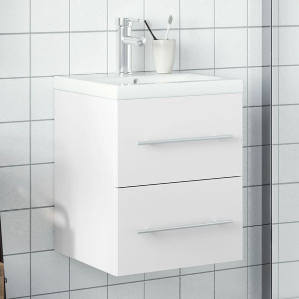 vidaXL Waschbeckenunterschrank mit Einbaubecken Weiß 3278755