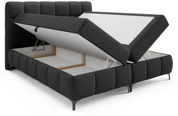 Boxspringbett Schlafzimmerbett SOPHIE 120x200cm Stoff Aragon Schwarz Bild 4