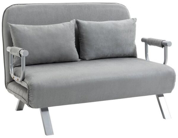HOMCOM Schlafsofa Zweisitzer mit Bettfunktion, Einzelbett mit Kissen, Schlafcouch 1 Teile, für Wohnzimmer, Hellgrau Bild 4