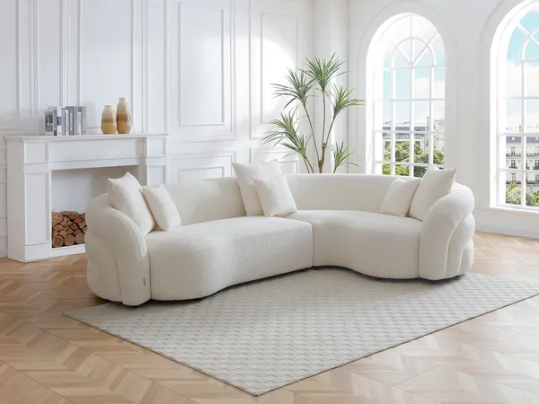 Vente-unique - LAPIOTA Sofa Stoff Weiß - B 200 cm x H 73 cm x L 290 cm