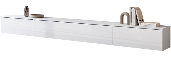 TV-Lowboard Stone 300 (Farbe: Weiß / Weiß Hochglanz)