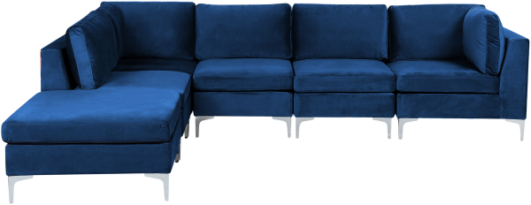 Ecksofa mit Ottomane EVJA Marineblau Samtstoff