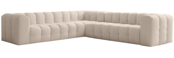 Ecksofa Designersofa SOLVIE in Stoff Tiffani Beige Seite Universal
