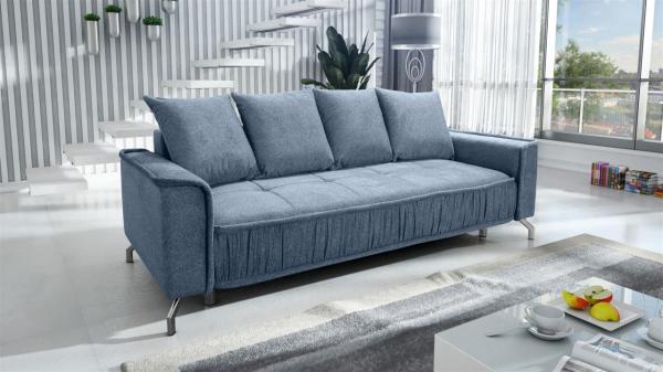 Schlafsofa Sofa 3-Sitzer FLORENCE Stoff Bubble Blau