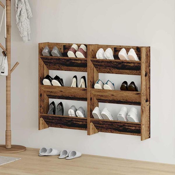 vidaXL Schuhschrank 2 pcs Altholz 60 x 18 x 90 cm Holzwerkstoff 875147