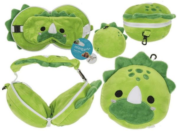 Plüsch Reisekissen für Kinder mit Augenmaske verschiedene Ausführungen 2in1 Dino