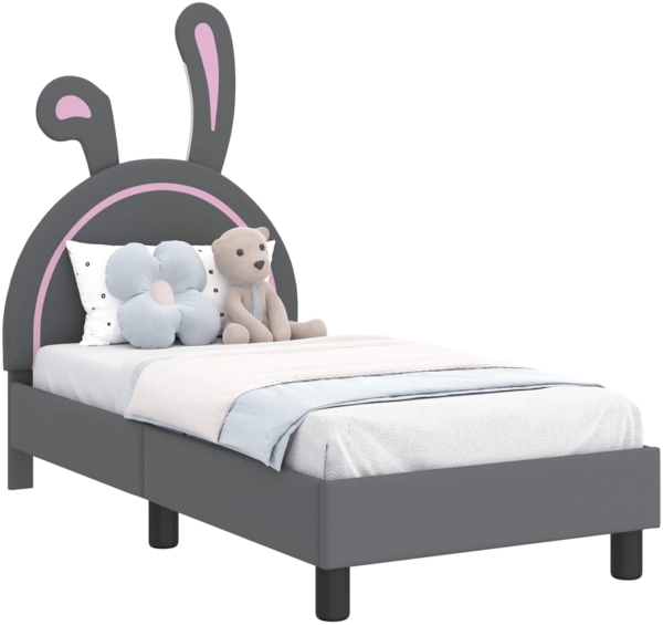 vidaXL Kinderbettgestell mit Kopfteil Hellgrau 70x140 cm PU 42011190