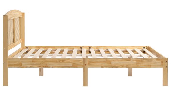 Rattanbett 160x200 cm Jugendbett Erwachsenenbett Doppelbett Kiefer Rattan Naturstil Bild 9