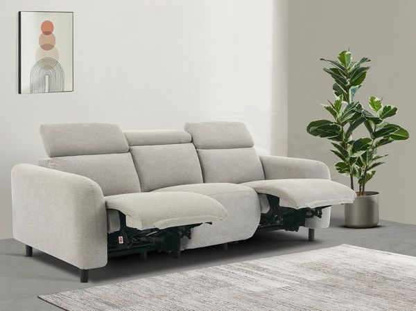 OTTO home 3-Sitzer SKAANE Struktur-Sofa, 229 cm, manuelle-u. elektrische Relaxfunktion, Relax-Funktion in 2 Sitzen, Kopfteilverstellung, Federkernpolsterung