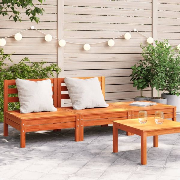 vidaXL Gartensofa 3-Sitzer Wachsbraun Massivholz Kiefer 838037