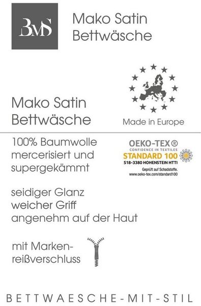 BETTWAESCHE-MIT-STIL Bettwäsche Mako Satin Bettwäsche uni einfarbig, Mako-Satin, 3 teilig Bild 2