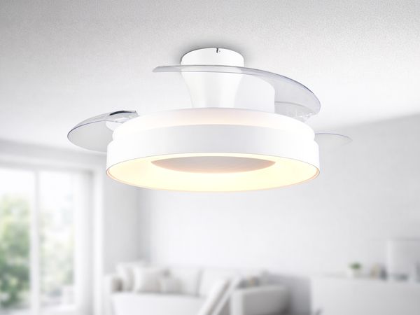 LED Deckenleuchte VANSBRO mit Ventilator und Fernbedienung Ø 49cm - max. 106cm