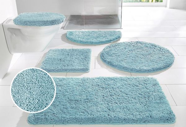 OTTO home Badematte Sanremo, Badvorleger, Badezimmer Teppich, sehr weich, Höhe 30 mm, rutschhemmend beschichtet, schnell trocknend, fußbodenheizungsgeeignet, Polyester, rechteckig, Badteppich, unifarben, rechteckig, rund & als 3-tlg. Set erhältlich