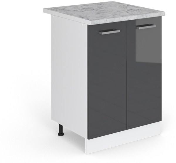 Unterschrank R-Line Anthrazit Hochglanz 60 cm mit Türen, mit Arbeitsplatte Vicco