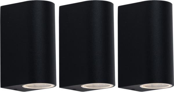 3x RGB LED Up Down Wandleuchte, Aluminium schwarz, H 14,5 cm