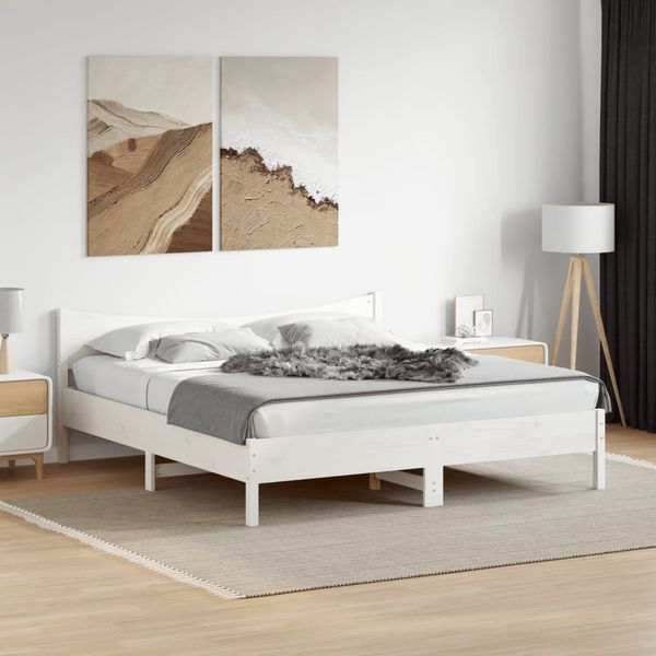 vidaXL Massivholzbett ohne Matratze Weiß 200x200 cm Kiefernholz 3216358