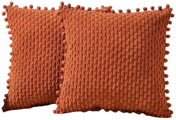 Minicloss Kissenbezüge 2 Stück Sofa Kissenbezug,mit Pompons, für Osterdekoration auf Bett und Sofa